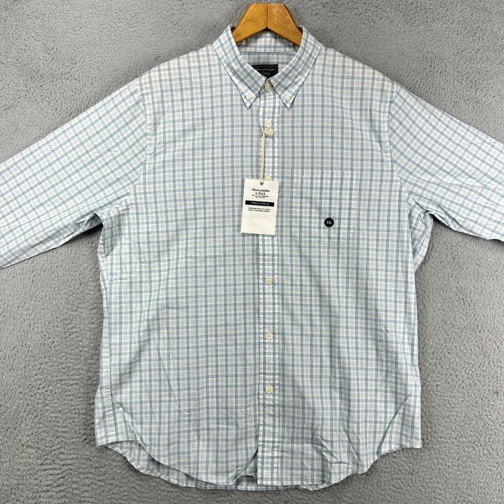 Abercrombie & Fitch Abercrombie & Fitch Stretch Poplin Mens Button-Down Shirt 2XL Blue Plaid NEW Size US XXL / EU 58 / 5 - 3 Thumbnail