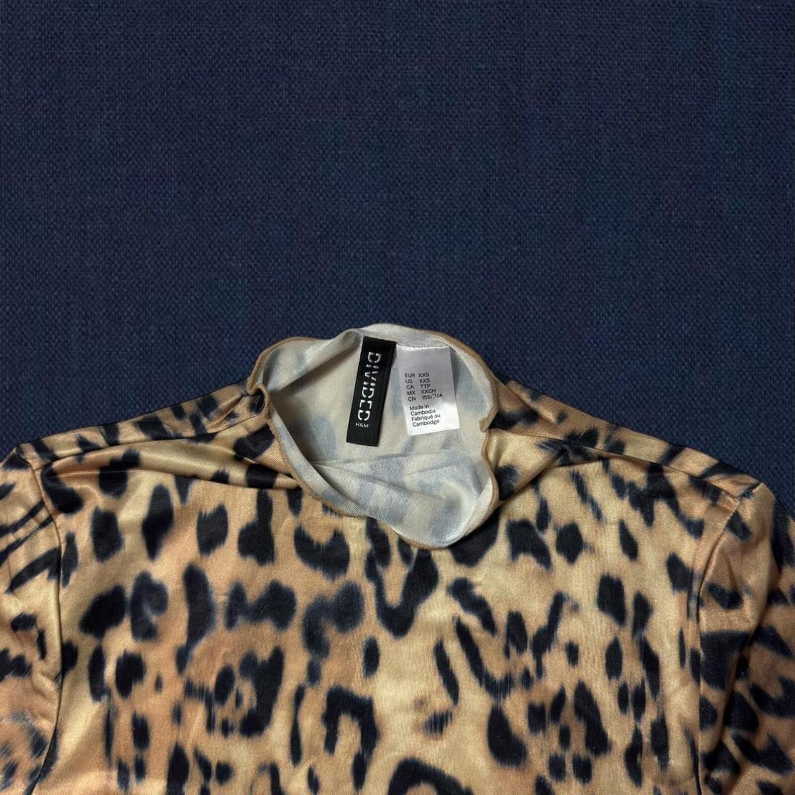 H&M h&m leopard print satin long sleeve top y2k Size XS / US 0-2 / IT 36-38 - 3 Thumbnail
