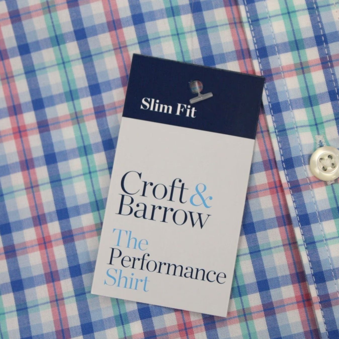 Croft & Barrow Croft & Barrow Shirt Mens Small Blue/Pink Slim Fit Long Sleeve Button-Up Shirt Size US S / EU 44-46 / 1 - 6 Thumbnail