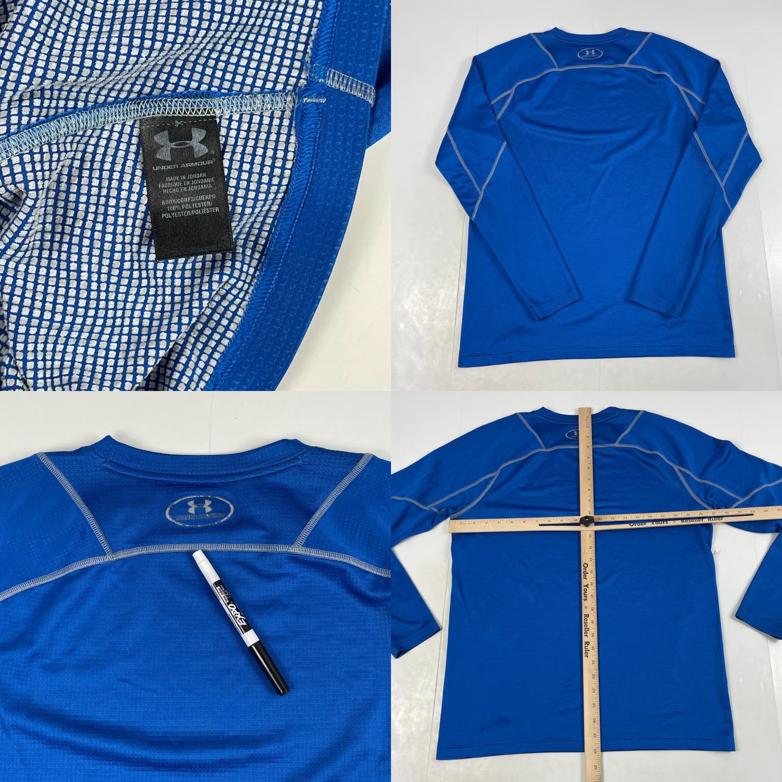 Under Armour Under Armour Shirt Mens Large Blue ColdGear Compression Workout Gym Grid Fleece Size US L / EU 52-54 / 3 - 8 Thumbnail