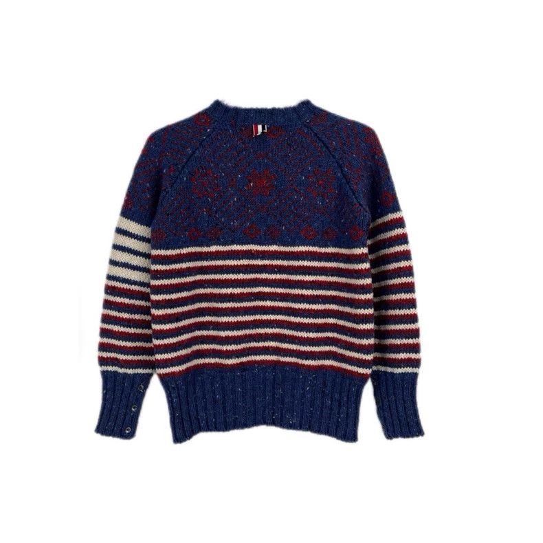 Thom Browne Thom Browne Size 2Blue Red Stripe Classic Logo Wool Long Sl Size US M / EU 48-50 / 2 - 2 Thumbnail