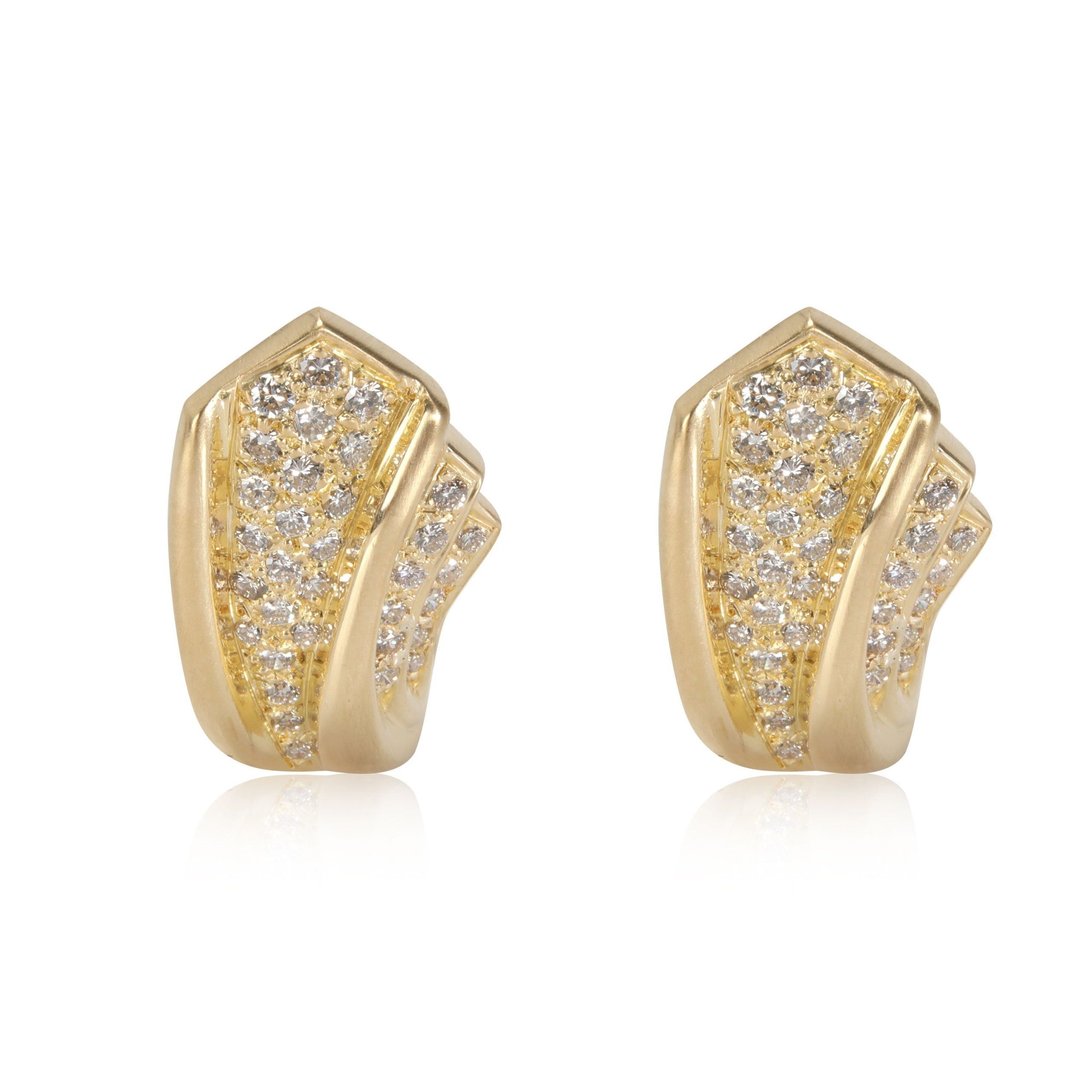 Other "J Cape" Clip-On Diamond Earrings in 18K Yellow Gold 1.20 CTW Size ONE SIZE - 1 Thumbnail