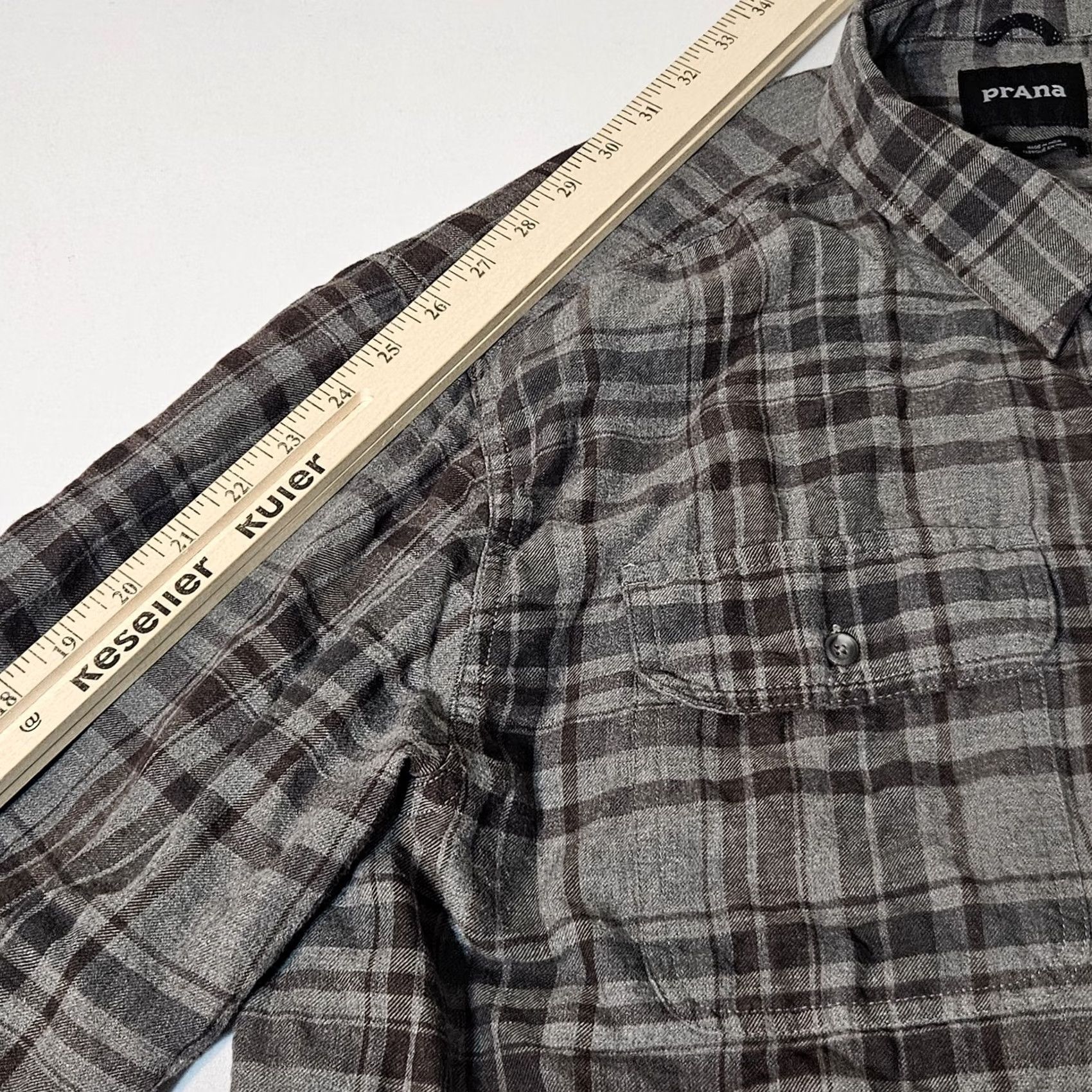Prana Prana Shirt Mens XXL Gray Light Plaid Cotton Button-Up Long Sleeve Size US XXL / EU 58 / 5 - 4 Thumbnail