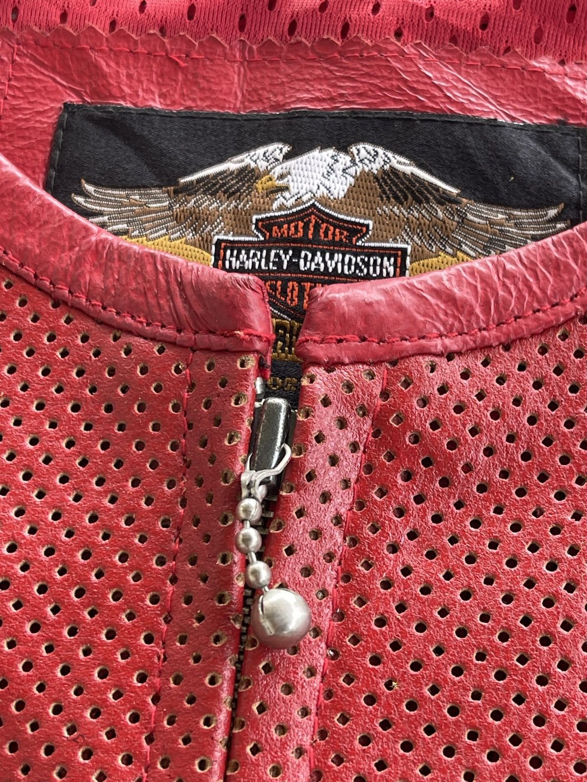 Harley Davidson Punched Leather Mesh Biker Racing Jacket Size L / US 10 / IT 46 - 7 Thumbnail