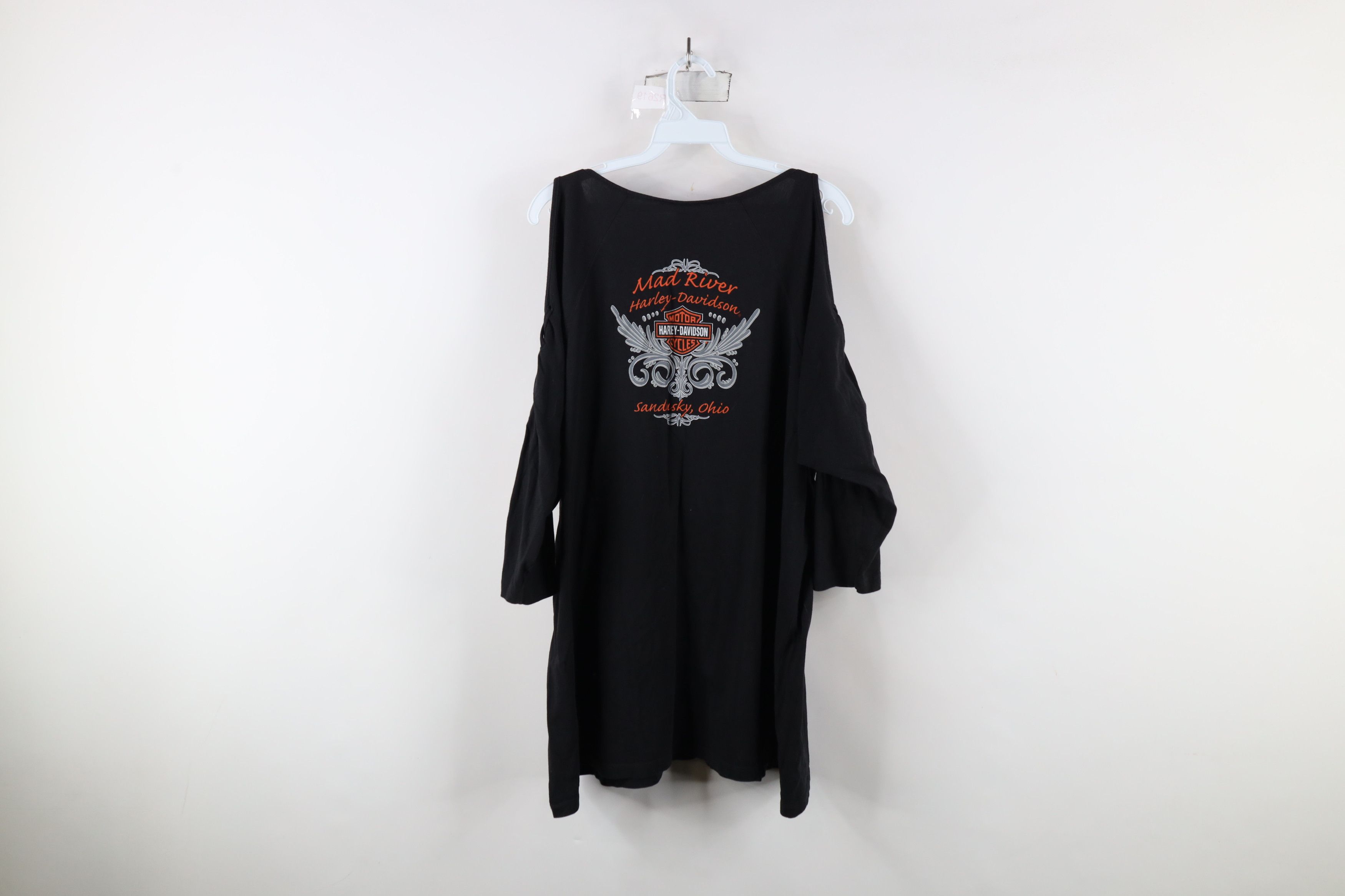 Harley Davidson × Vintage Y2K Harley Davidson Spell Out Tie Sleeve Tunic T-Shirt Black Size 3XL / US 20-22 - 10 Thumbnail