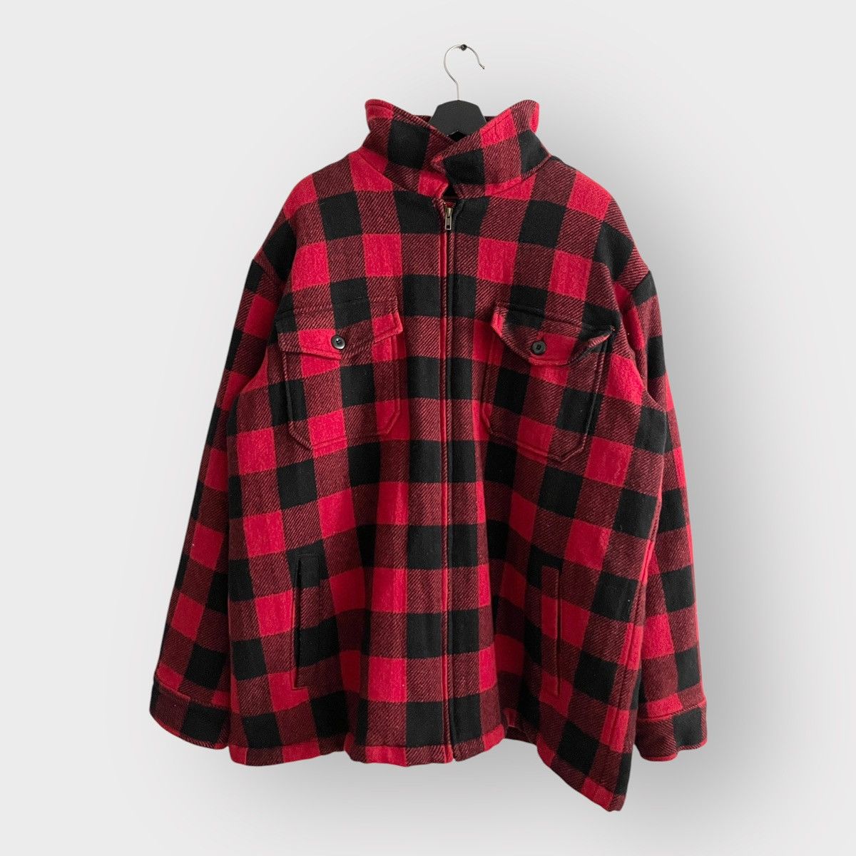 Japanese Brand STEAL! Vintage 1990s Wool Flannel Zip Jacket Size US XXL / EU 58 / 5 - 1 Thumbnail
