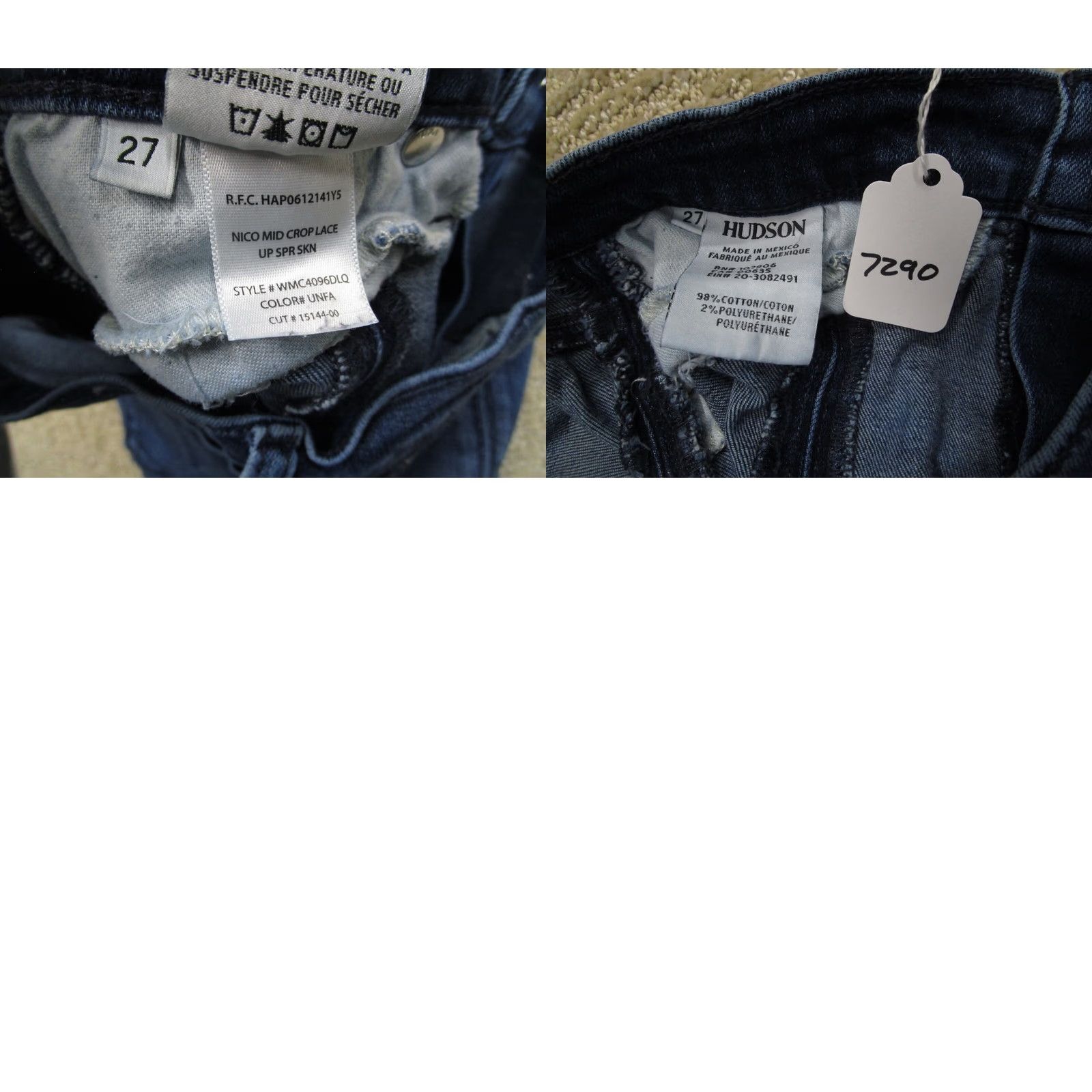 Hudson Hudson Jeans Women 27 Blue Skinny Ankle Pants Lace Up Dark Wash Denim Crop 5-Pocket Regular Rise Shoes Mens Womens Size 27" / US 4 / IT 40 - 8 Thumbnail