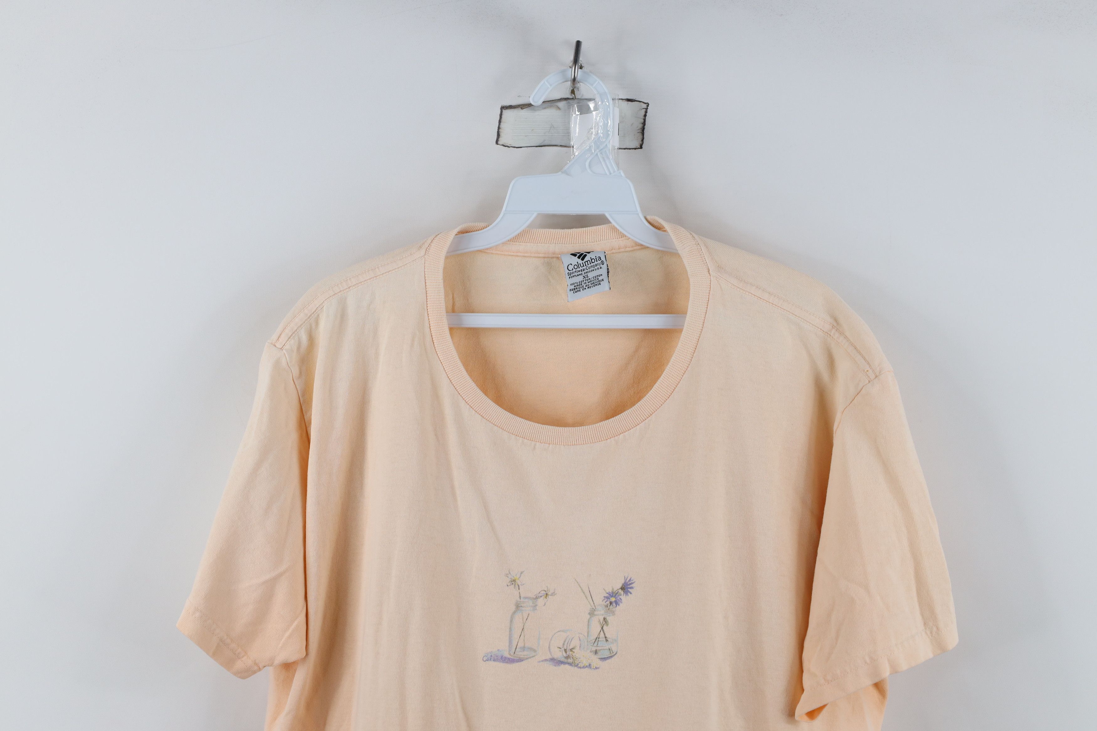 Columbia Vintage 90s Columbia Flower Mason Jar Short Sleeve T-Shirt Size US XL / EU 56 / 4 - 2 Thumbnail