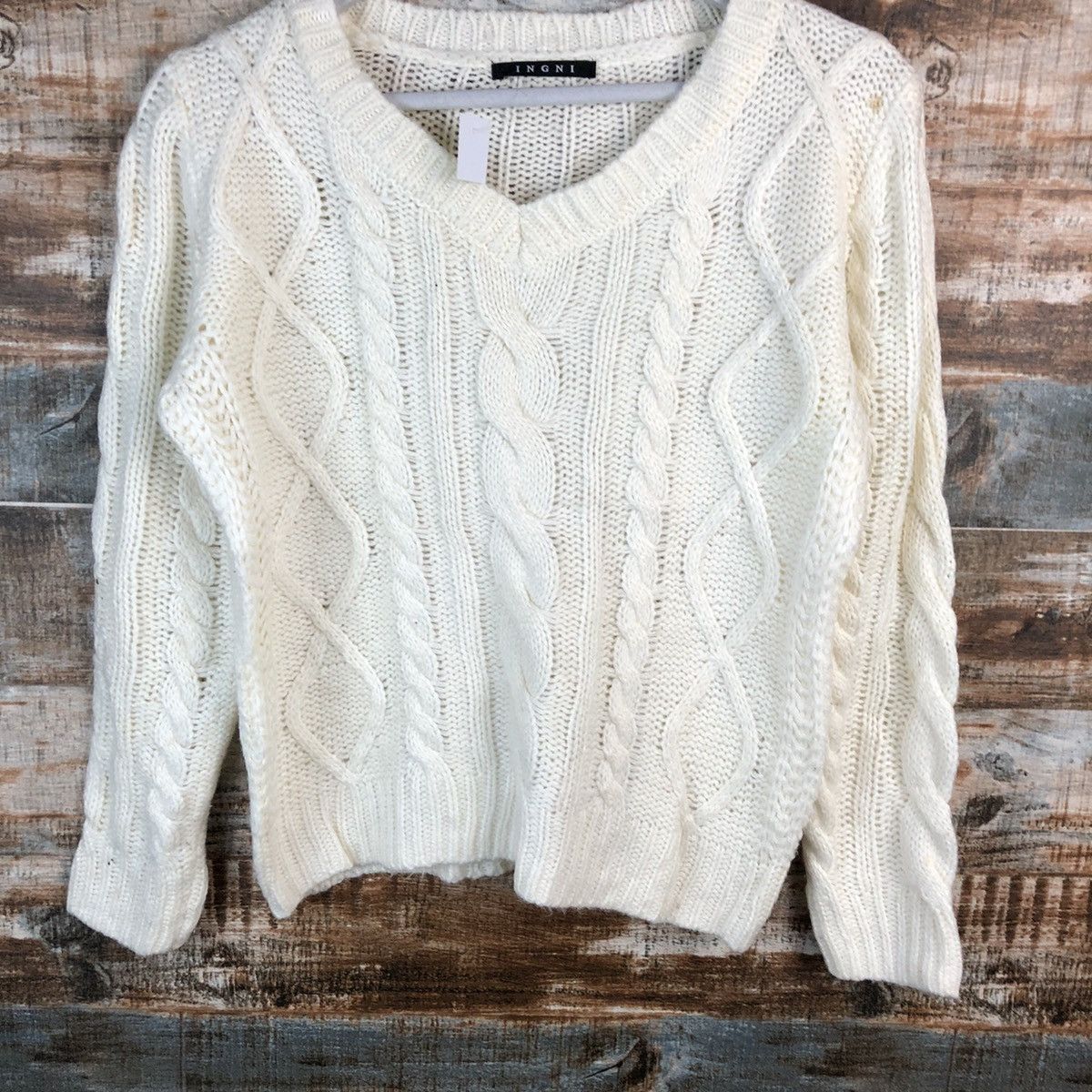 Aran Isles Knitwear × Homespun Knitwear × Japanese Brand Ingni White cable Knitwear vintage sweater #A1536 Size S / US 4 / IT 40 - 6 Thumbnail