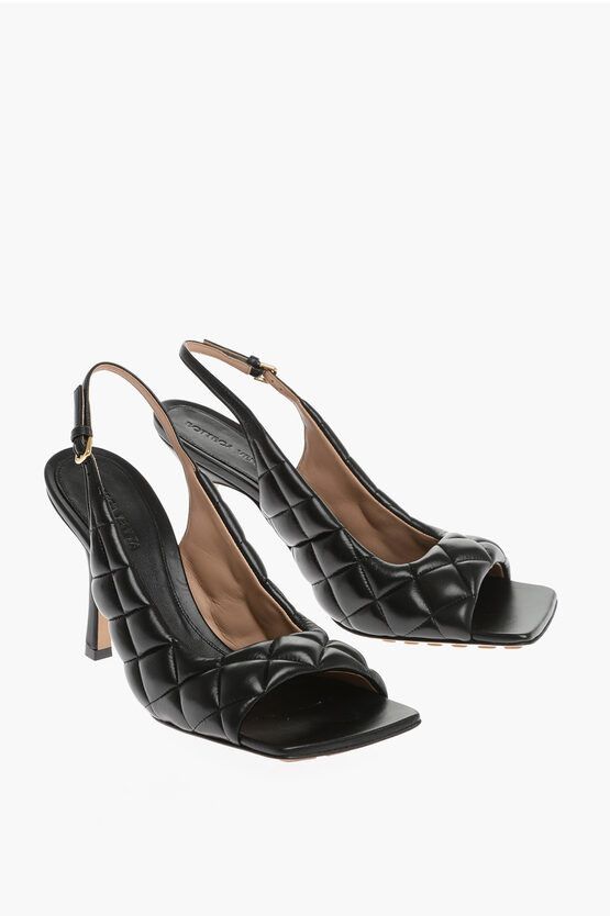 image of Bottega Veneta Slingback Quilted Leather Sandals in Black, Women's (Size 5)