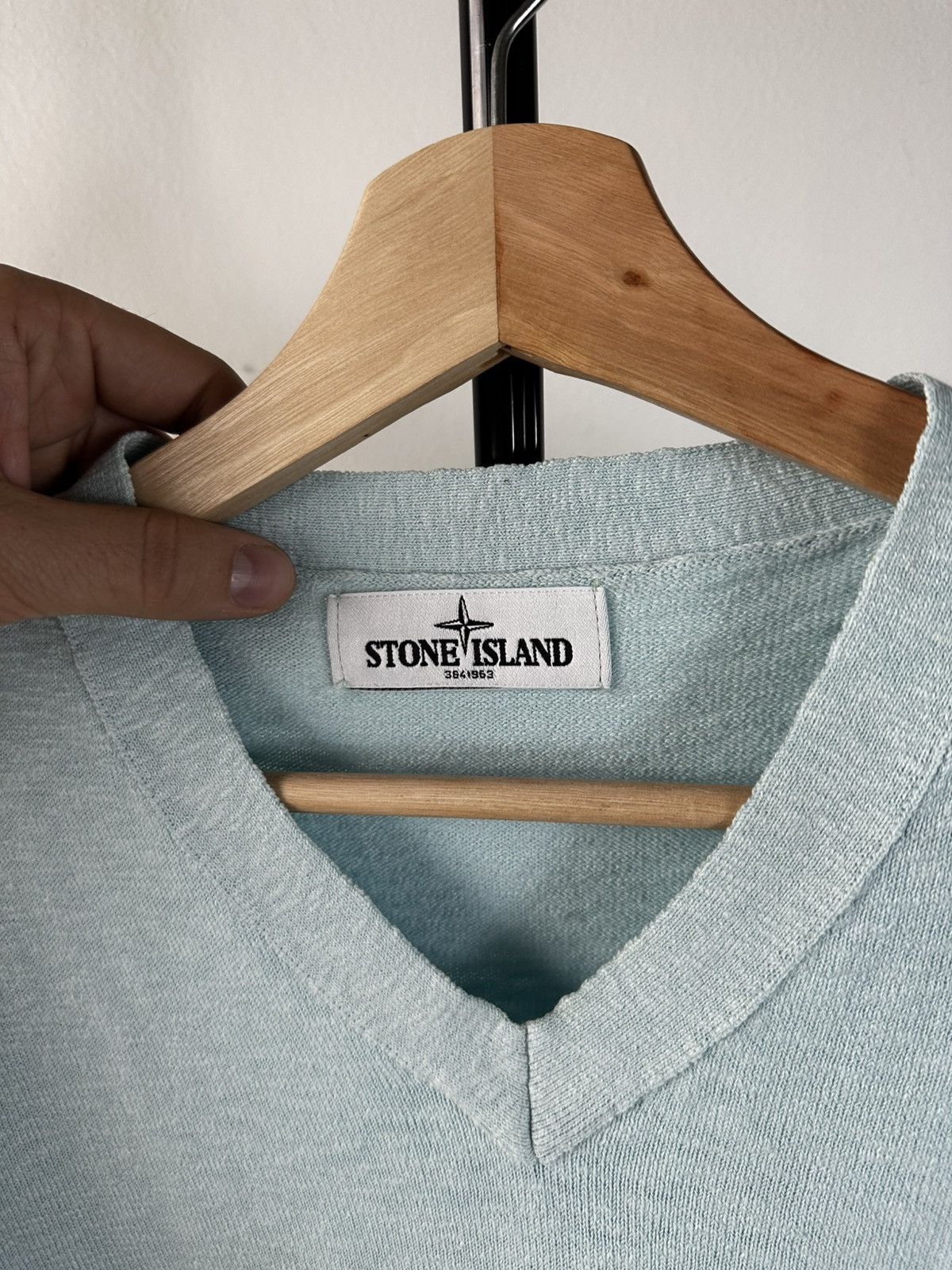 Stone Island Stone Island V-neck Knit Sweater Blue Patch Pullover Size US M / EU 48-50 / 2 - 5 Thumbnail