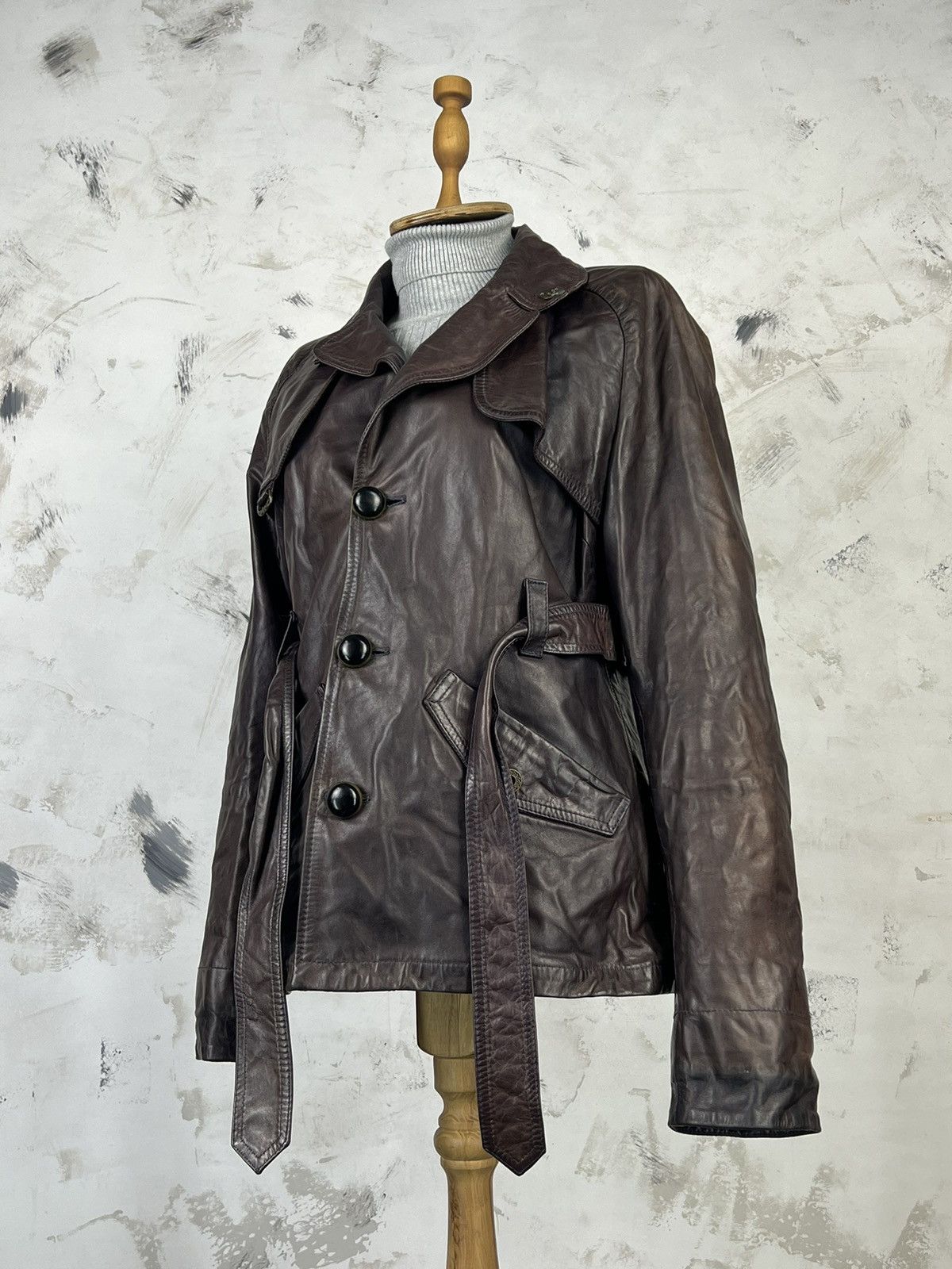 Diesel Vintage Diesel Leather Belted Jacket Size M - L Size L / US 10 / IT 46 - 1 Thumbnail
