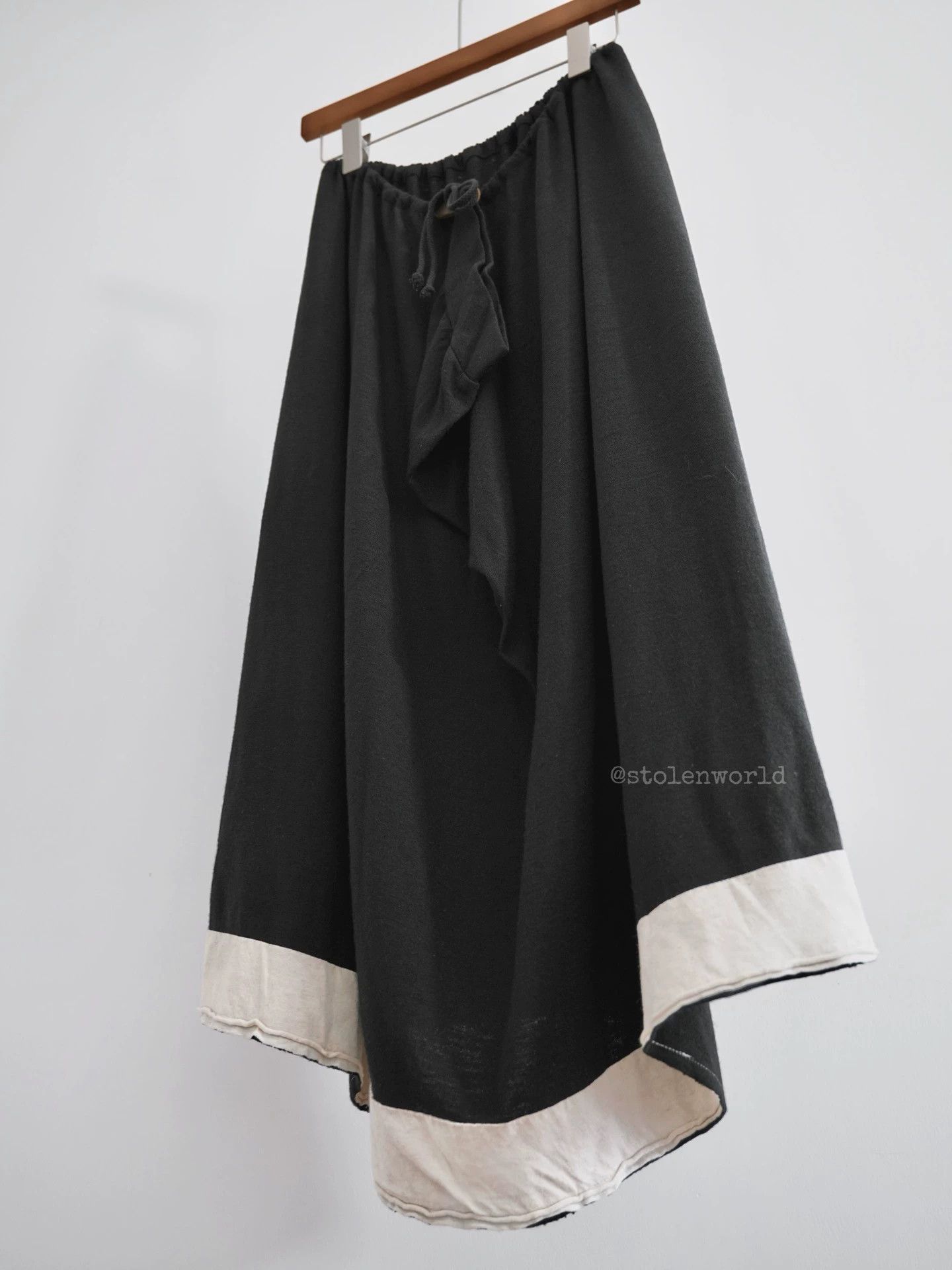 Y's Y's knit wool leather drawstring skirt cream panel Size 28" / US 6 / IT 42 - 4 Thumbnail