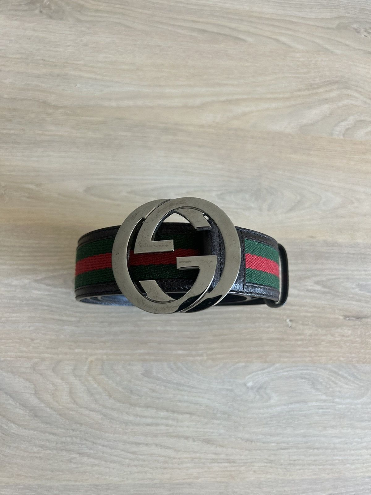 Gucci Gucci Brown Leather GG Supreme Web Belt Size 38 - 7 Thumbnail