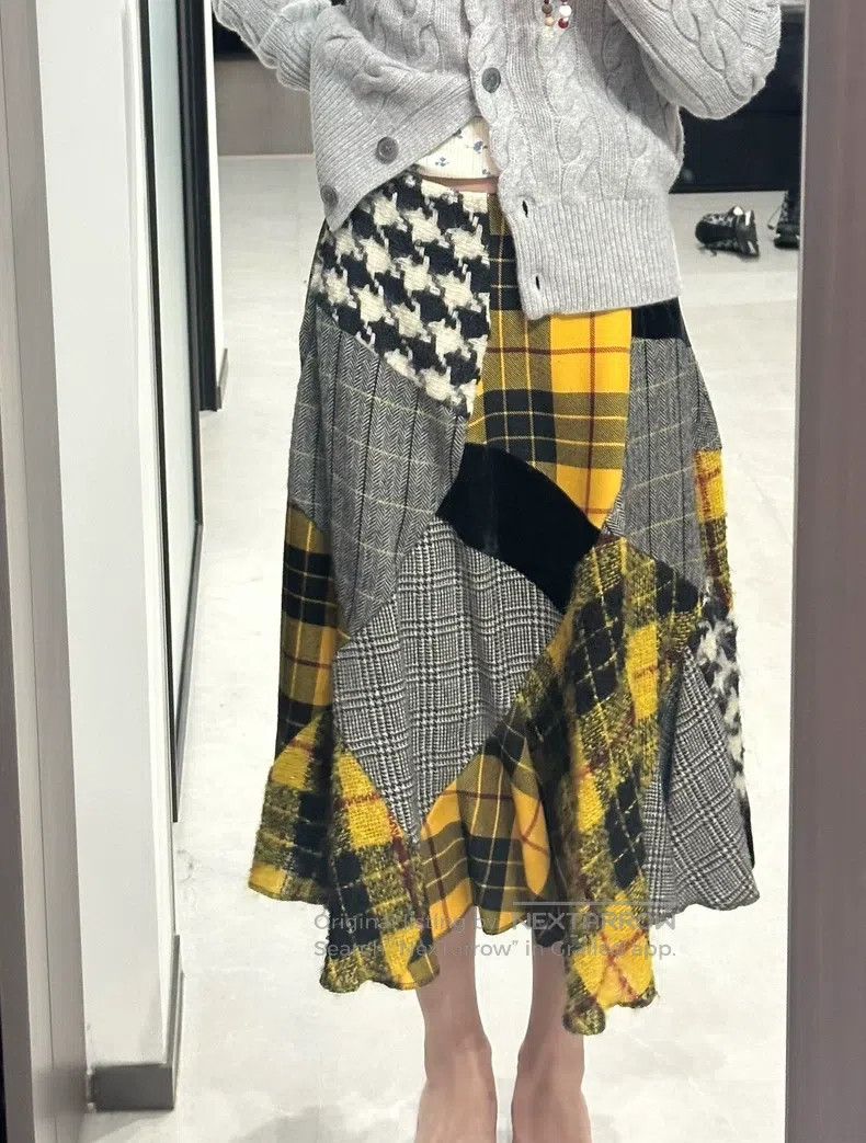 Comme des Garcons Comme Des Garcons size S Wool tartan patchwork fish tail s Size 23" - 1 Thumbnail