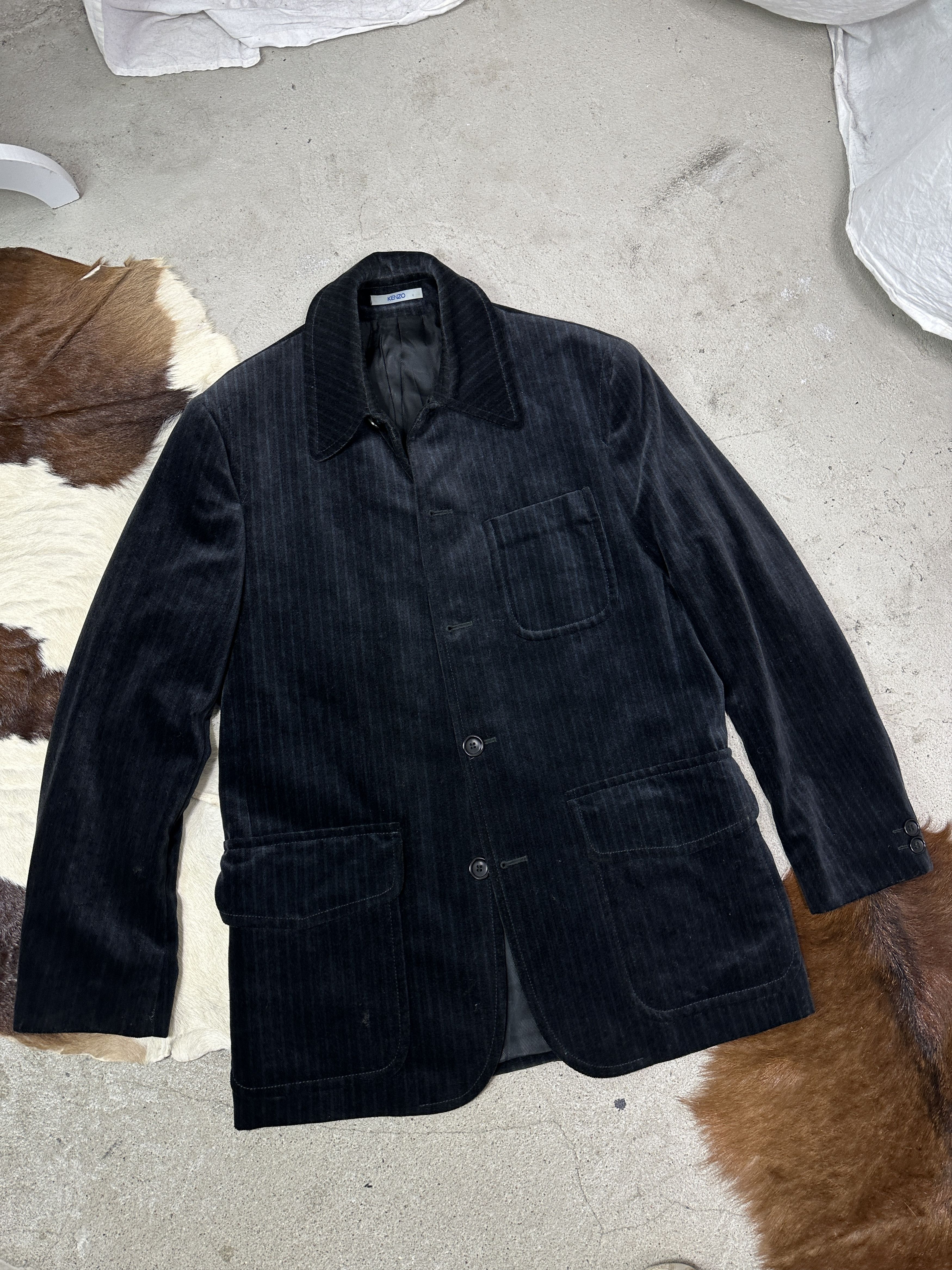 Kenzo Vintage Avant Garde Striped Velvet Kenzo Blazer Y2K Size L / US 10 / IT 46 - 2 Thumbnail