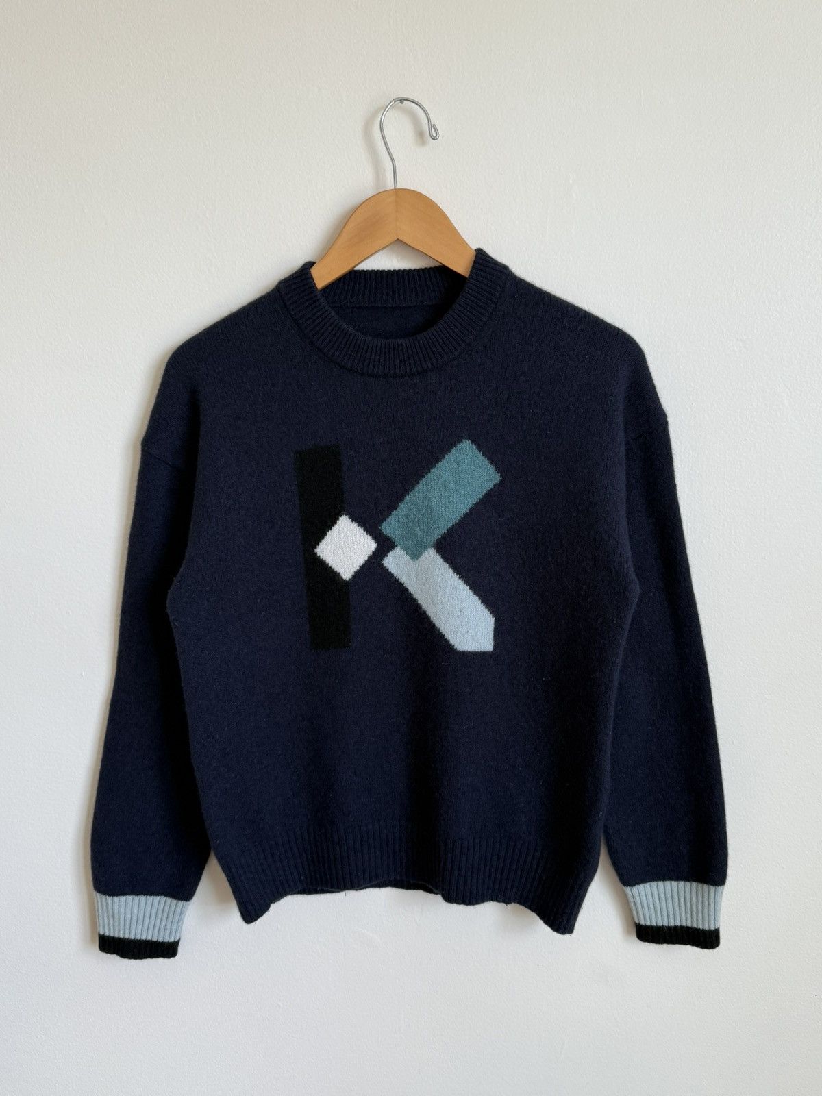 Kenzo Kenzo Wool Sweater Navy K Logo Pullover Jumper Size US S / EU 44-46 / 1 - 1 Thumbnail