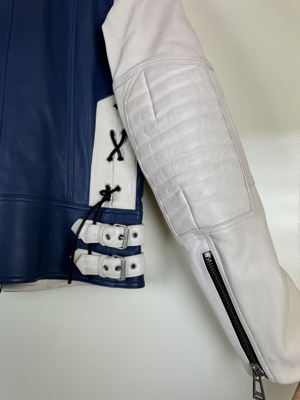 Belstaff Belstaff Devyn Bicolor blue white leather biker jacket RARE Size S / US 4 / IT 40 - 19 Thumbnail