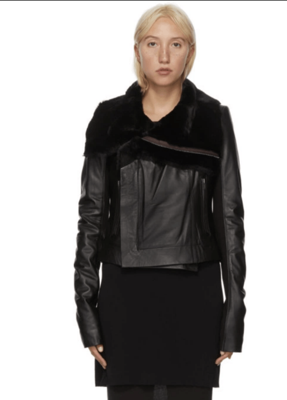 Rick Owens Rick Owens Black Lambskin&Fur Classic Biker Jacket IT38 Size XS / US 0-2 / IT 36-38 - 4 Thumbnail