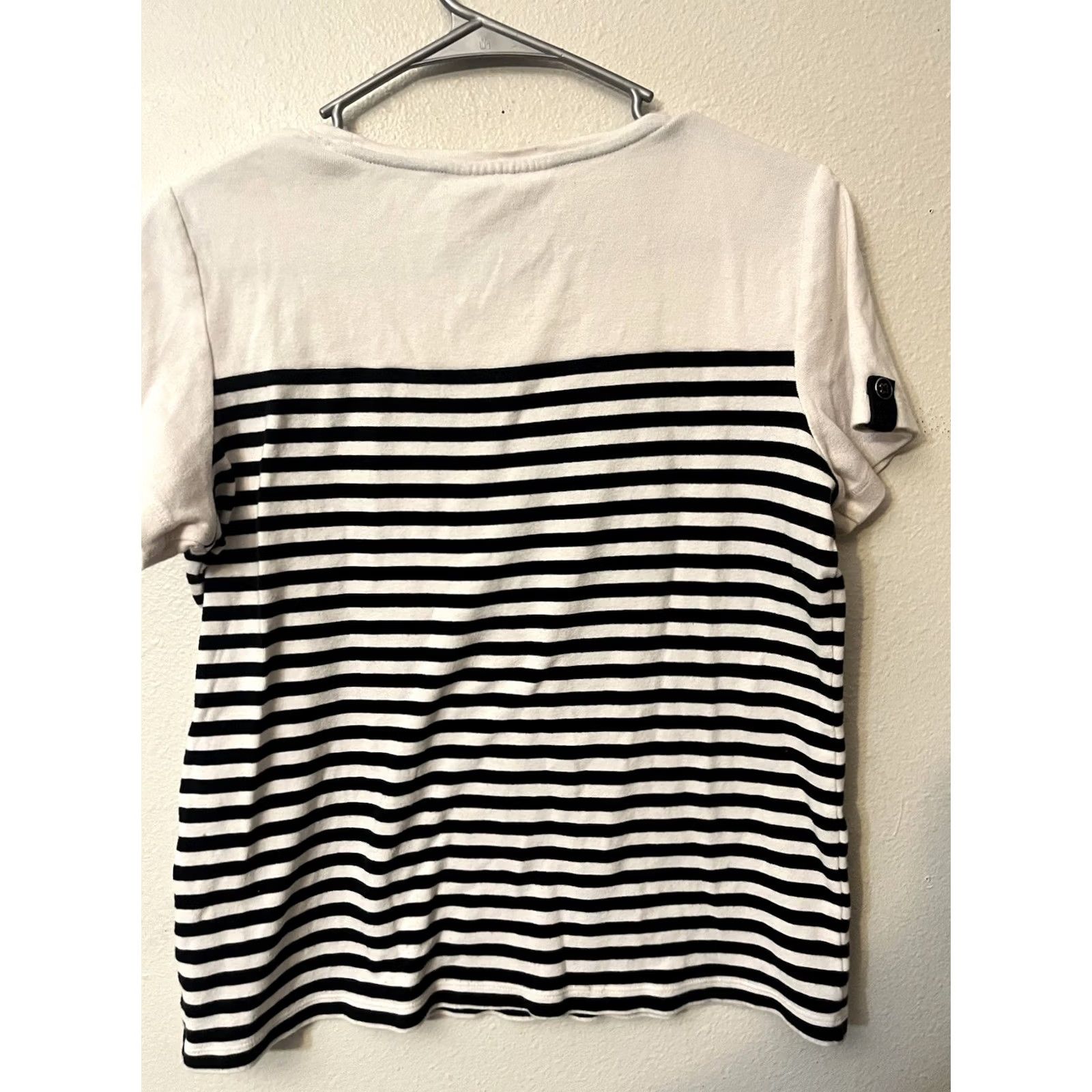 Vintage Karen Scott Striped T-Shirt PL Blue White Round Neck Long Sleeve Women Size L / US 10 / IT 46 - 2 Thumbnail