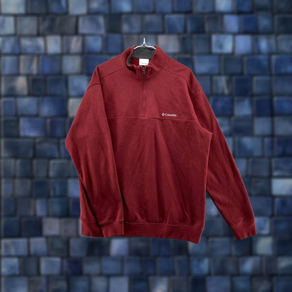 Vintage Columbia Mens Pullover Red 1/4 Zipper Knit Mock Neck Sweater Jacket Cotton XL Regular Casual Size US XL / EU 56 / 4 - 1 Thumbnail