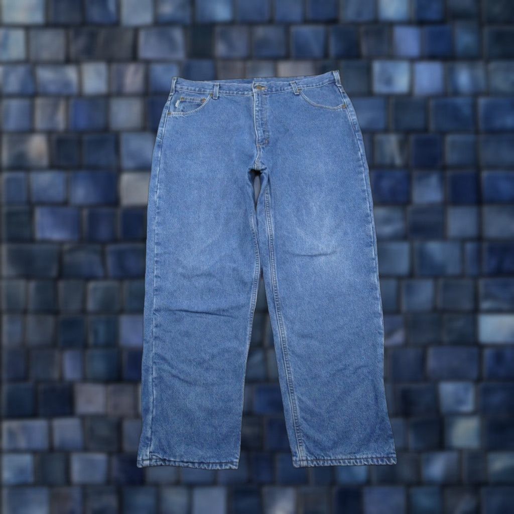 Carhartt VINTAGE Carhartt Jeans Mens 42x30 Blue Relaxed Fit Denim Trouser B172 DST Hardwearing Belt Loops 5-Pocket Logo Zipper Button Size US 42 / EU 58 - 1 Thumbnail