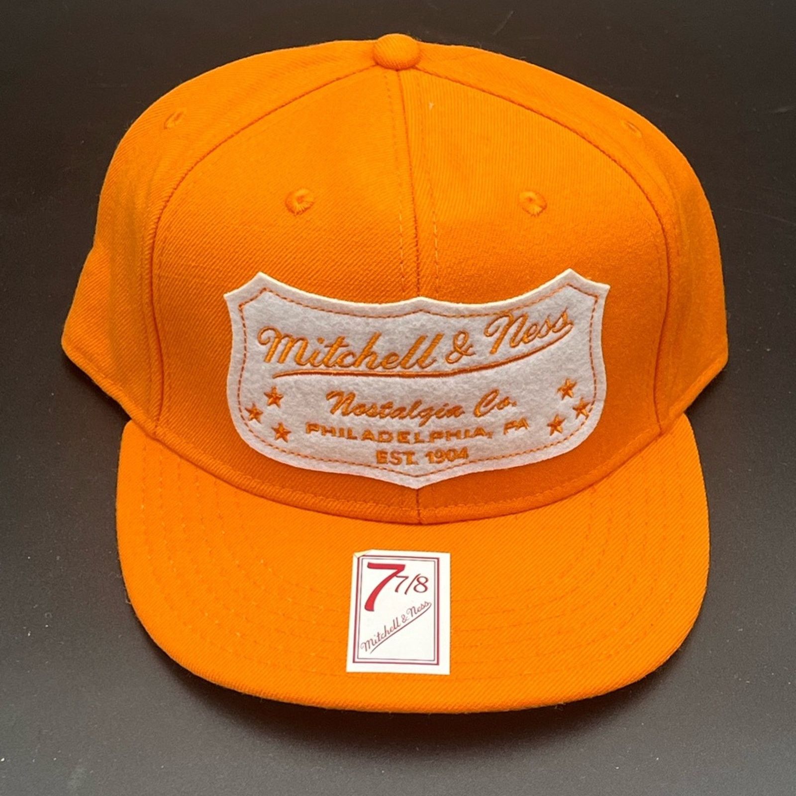 Mitchell & Ness Orange and White Patch Mitchell & Ness Fitted Hat 7 7/8 Size ONE SIZE - 1 Thumbnail