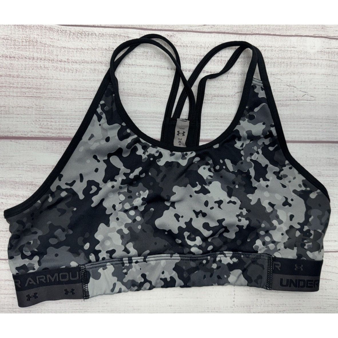Under Armour UNDER ARMOUR Girls Youth Sports Bra Black Camo (L) Compressi Size ONE SIZE - 2 Thumbnail