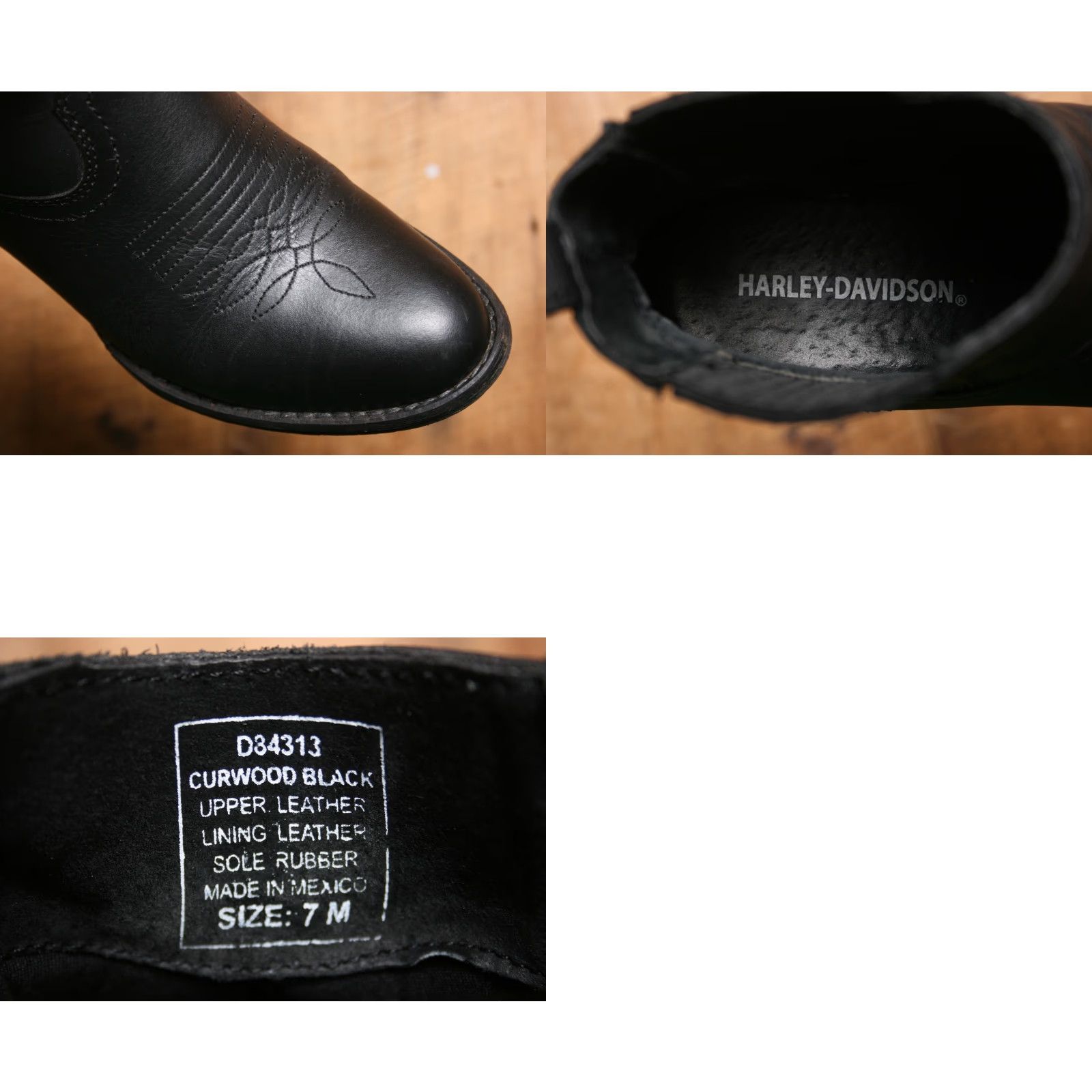 Harley Davidson HARLEY-DAVIDSON Curwood Black Leather 4.5" Short Western Boots Sz. 7M Womens Size 28" / US 6 / IT 42 - 8 Thumbnail