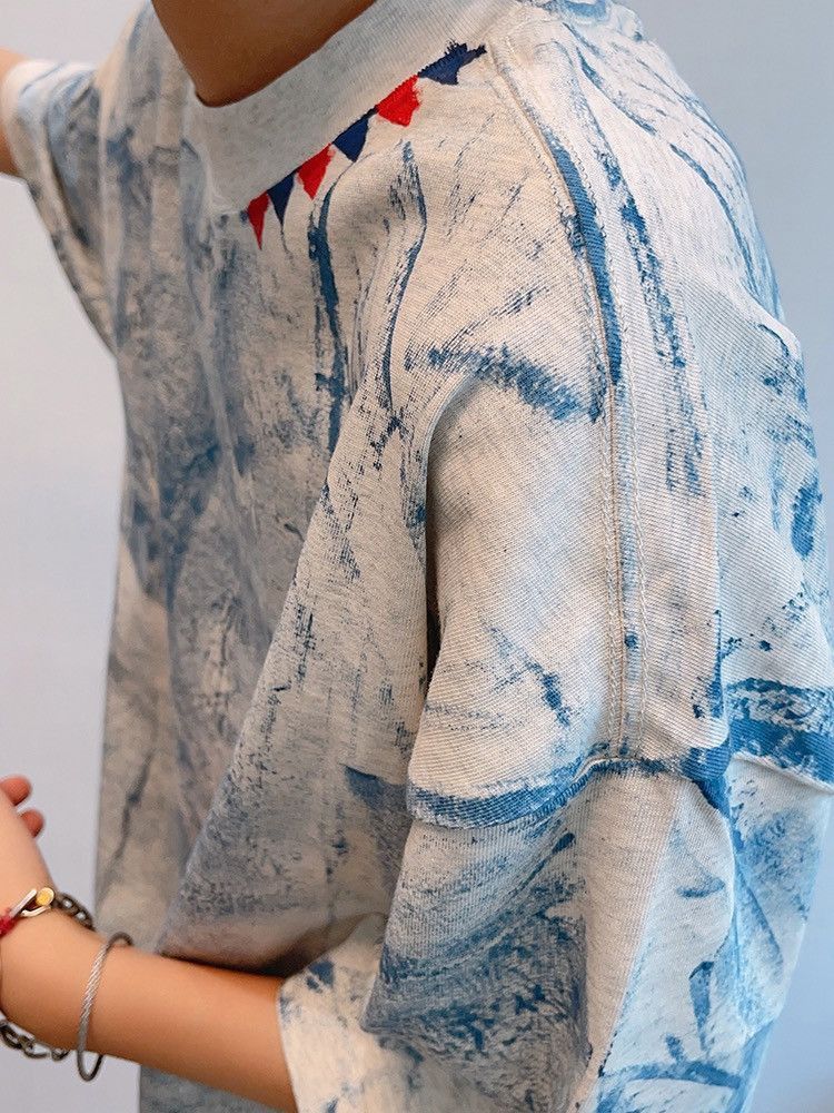 Avant garde fashion oversized dirty paint t-shirt