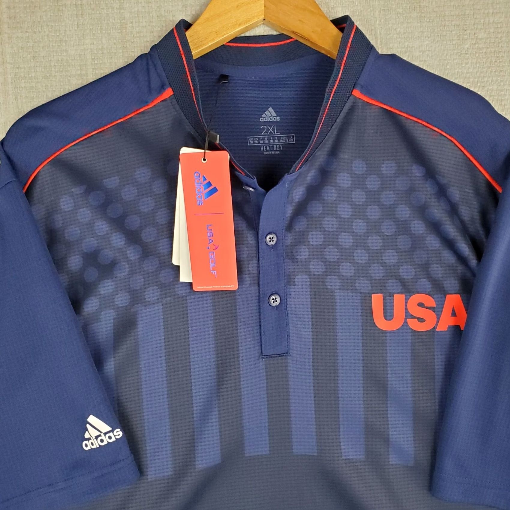Adidas VINTAGE Adidas USA Golf Henley Polo Shirt 2XL Mens Blue NWT Size US XXL / EU 58 / 5 - 4 Thumbnail