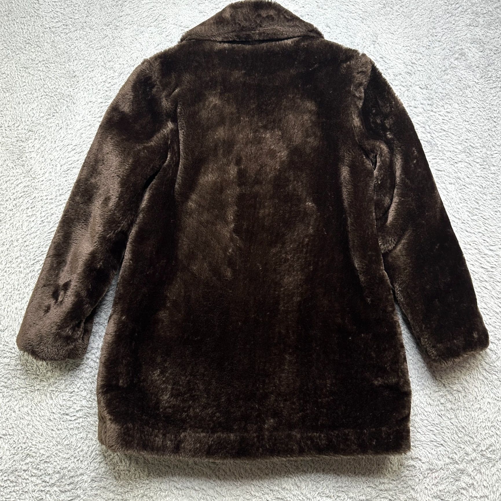 Vintage VINTAGE International World of White Stag Coat Womens S-M Dark Brown Faux Fur Double Breasted Jacket/Coat with Pockets Size S / US 4 / IT 40 - 2 Thumbnail