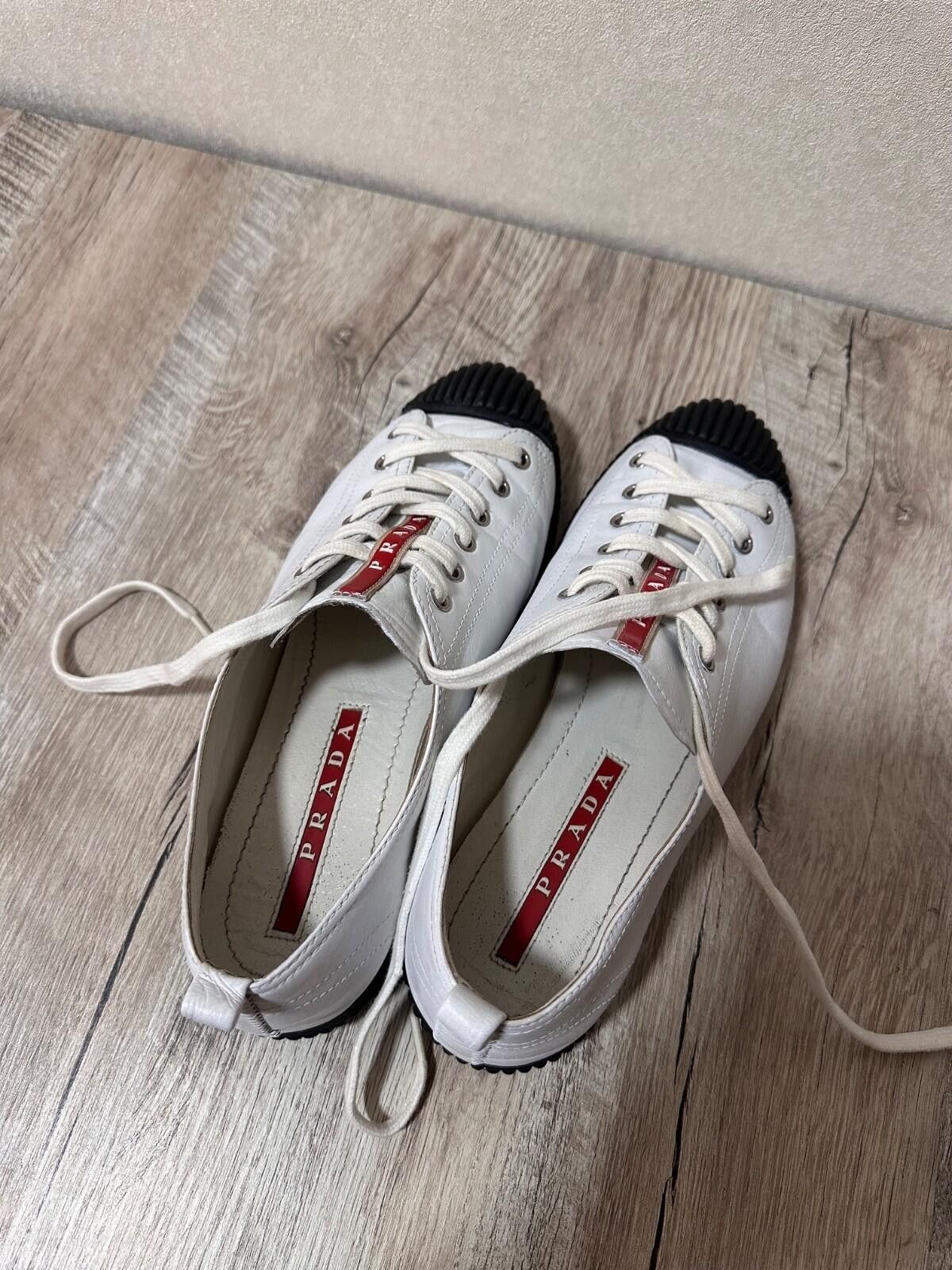 Prada Prada White Leather Trainers Sz 38 Size US 8 / IT 38 - 7 Thumbnail