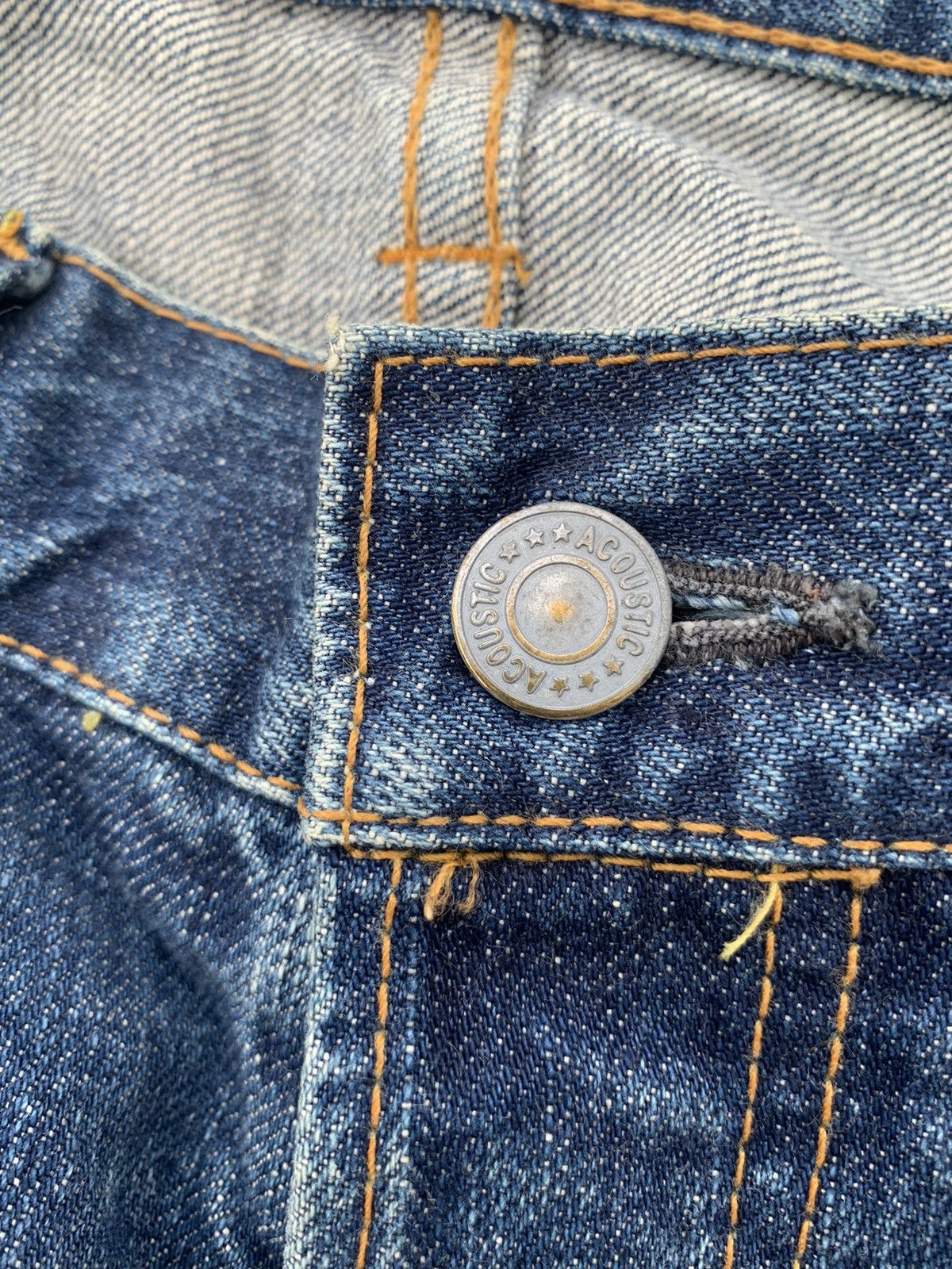 Japanese Brand ACOUSTIC SELVEDGE BUTTON FLY JAPANESE FADED DISTRESSED DENIM Size US 36 / EU 52 - 13 Thumbnail