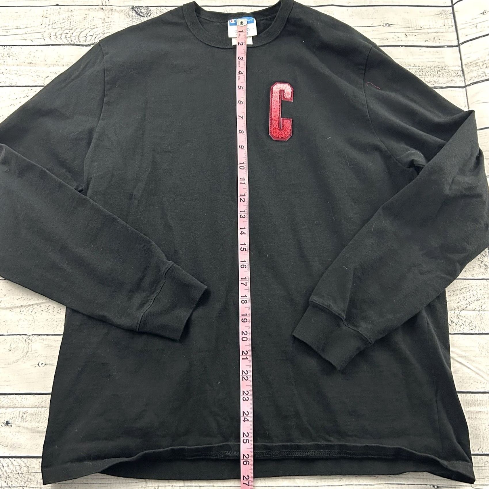 Champion Champion Fuzzy C Logo Long Sleeve T Shirt Mens Large Black Size US L / EU 52-54 / 3 - 4 Thumbnail