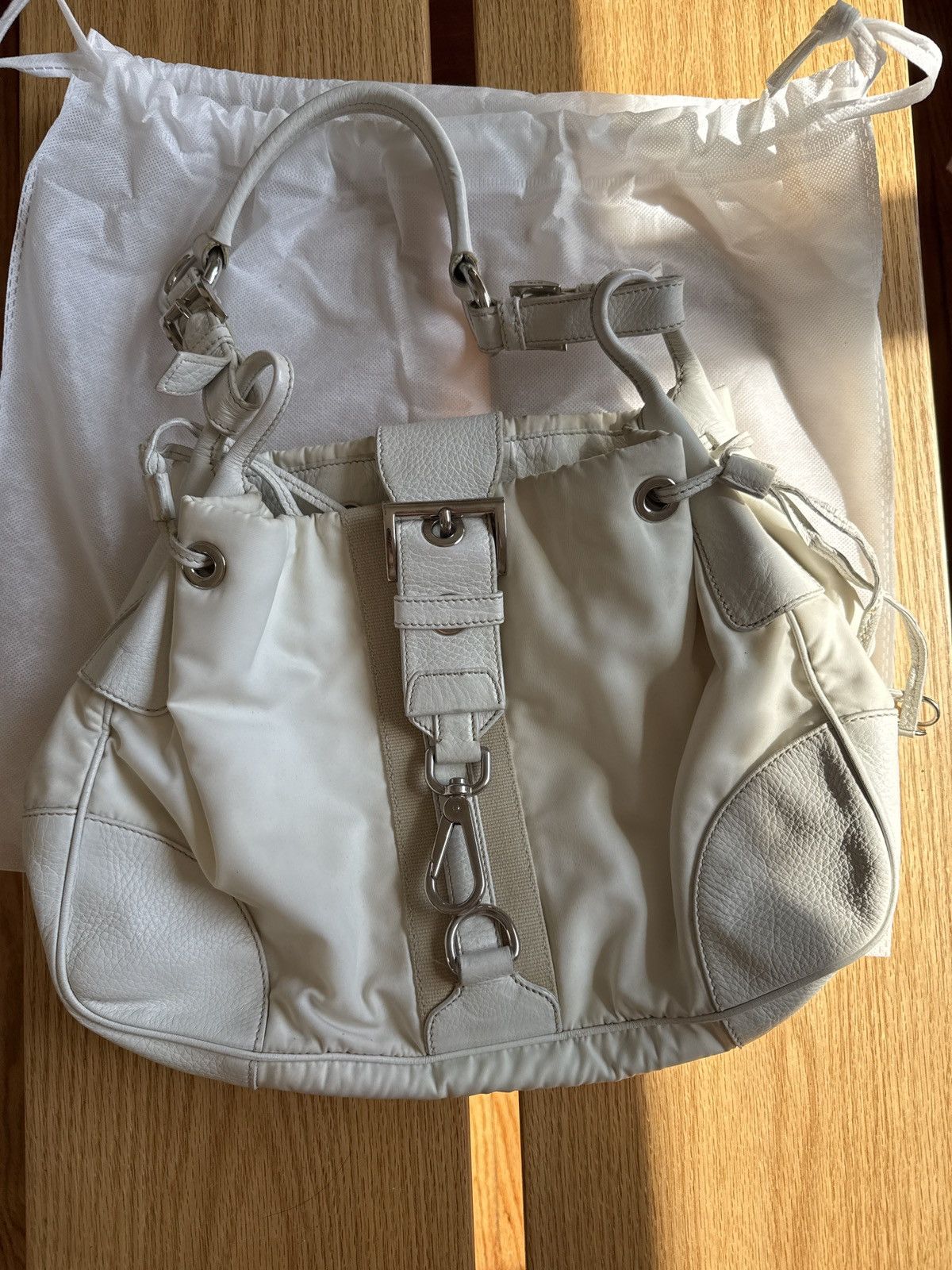 Prada RARE Prada white nylon shoulder bag cream Size ONE SIZE - 9 Thumbnail