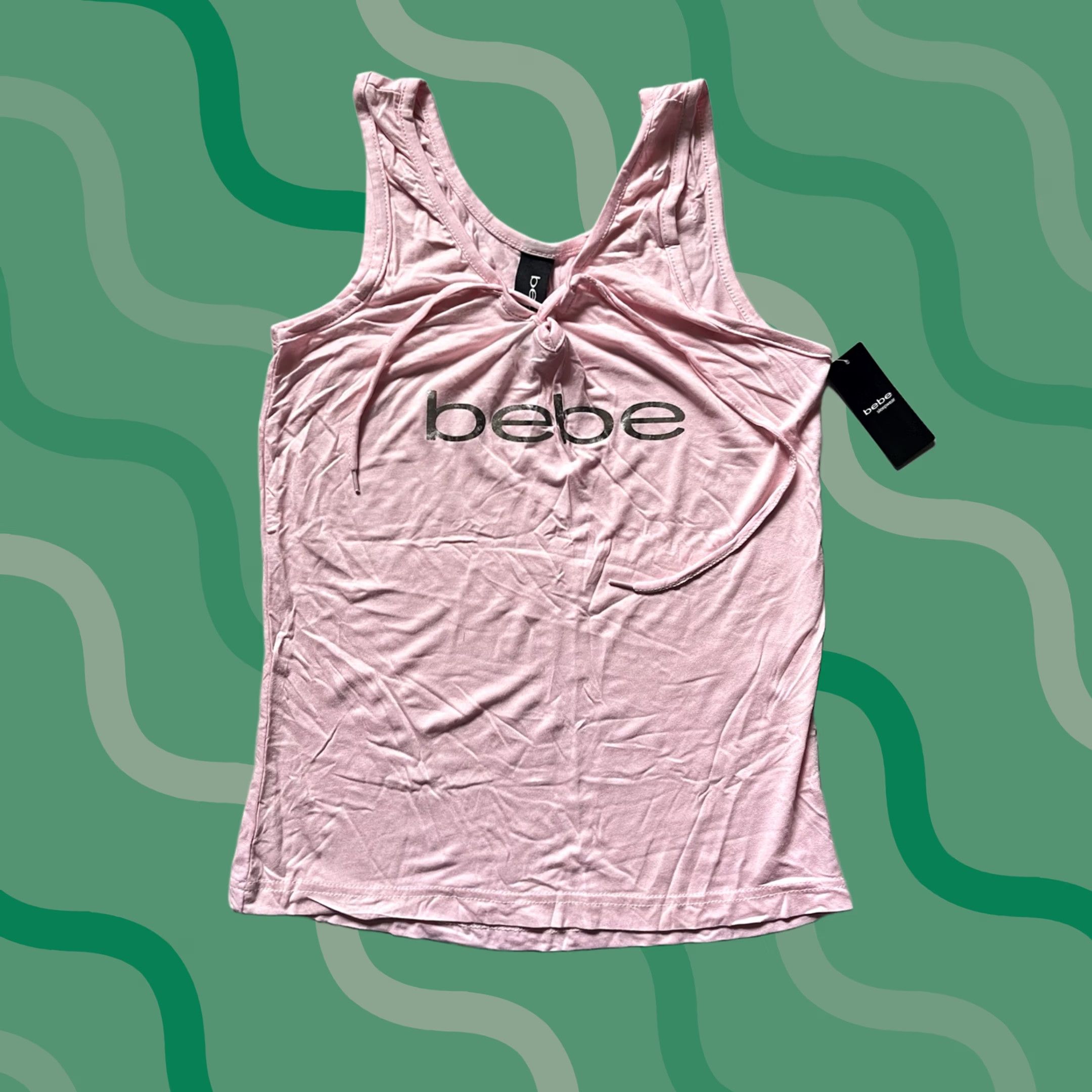 Bebe Bebe Tank Top Medium Pink Womens Stretch Fit Sleeveless V-Neck Pullover Cotton Spandex Easy Care 4 Seasons Regular Size M Size M / US 6-8 / IT 42-44 - 1 Thumbnail