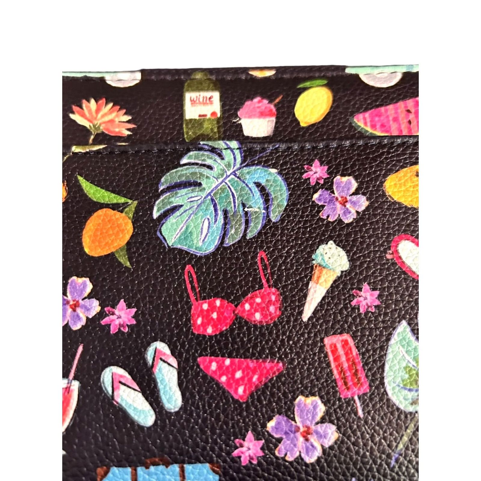 Vintage Love & Lore Travel Documents Foldover Wallet Tropical Vacation Print Women’s NWT Wristlet Credit Card Folding Blue Geometric Tropic Theme Women Size ONE SIZE - 5 Thumbnail