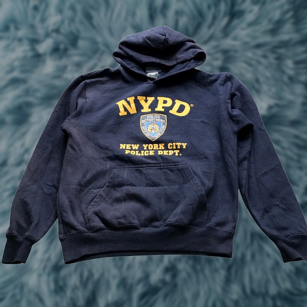 Vintage NYPD Hoodie Men S Long Sleeve Graphic Print Navy Pullover City Logo Sweatshirt Size US S / EU 44-46 / 1 - 1 Thumbnail