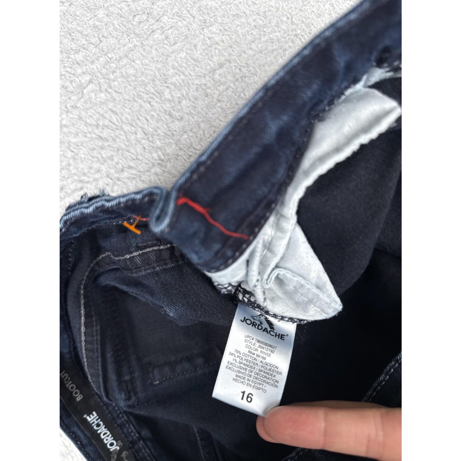 Jordache Jordache Jeans Bootcut Womens 16 Dark Blue Denim Mid Rise Stretch 5-Pocket Embroidered Rhinestone Jeans Womens 16 Vintage No Size 38" / US 16 / IT 52 - 7 Thumbnail