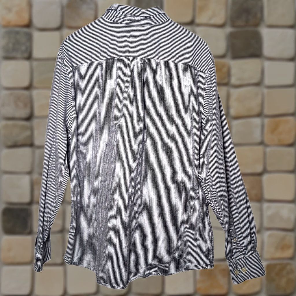 Basic Editions VINTAGE Basic Editions Shirt Men XL Button Down Black Long Sleeve Hickory Stripe Classic Size US XL / EU 56 / 4 - 1 Thumbnail