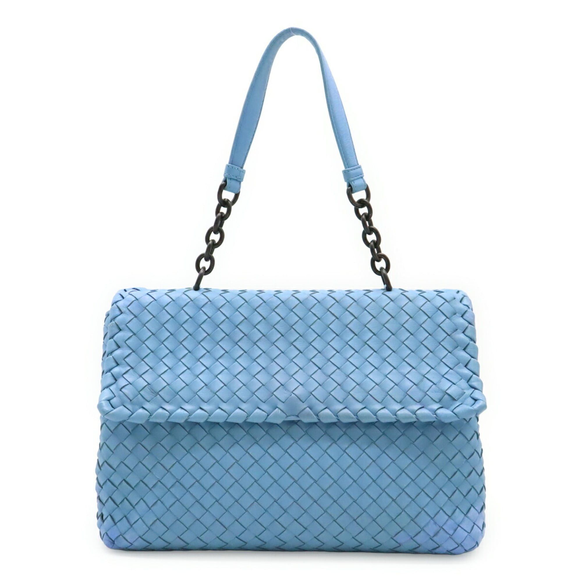 Bottega Veneta BOTTEGA VENETA Intrecciato Olympia Chain Shoulder Bag, Leather, Light Blue, 355724 Size ONE SIZE - 1 Thumbnail