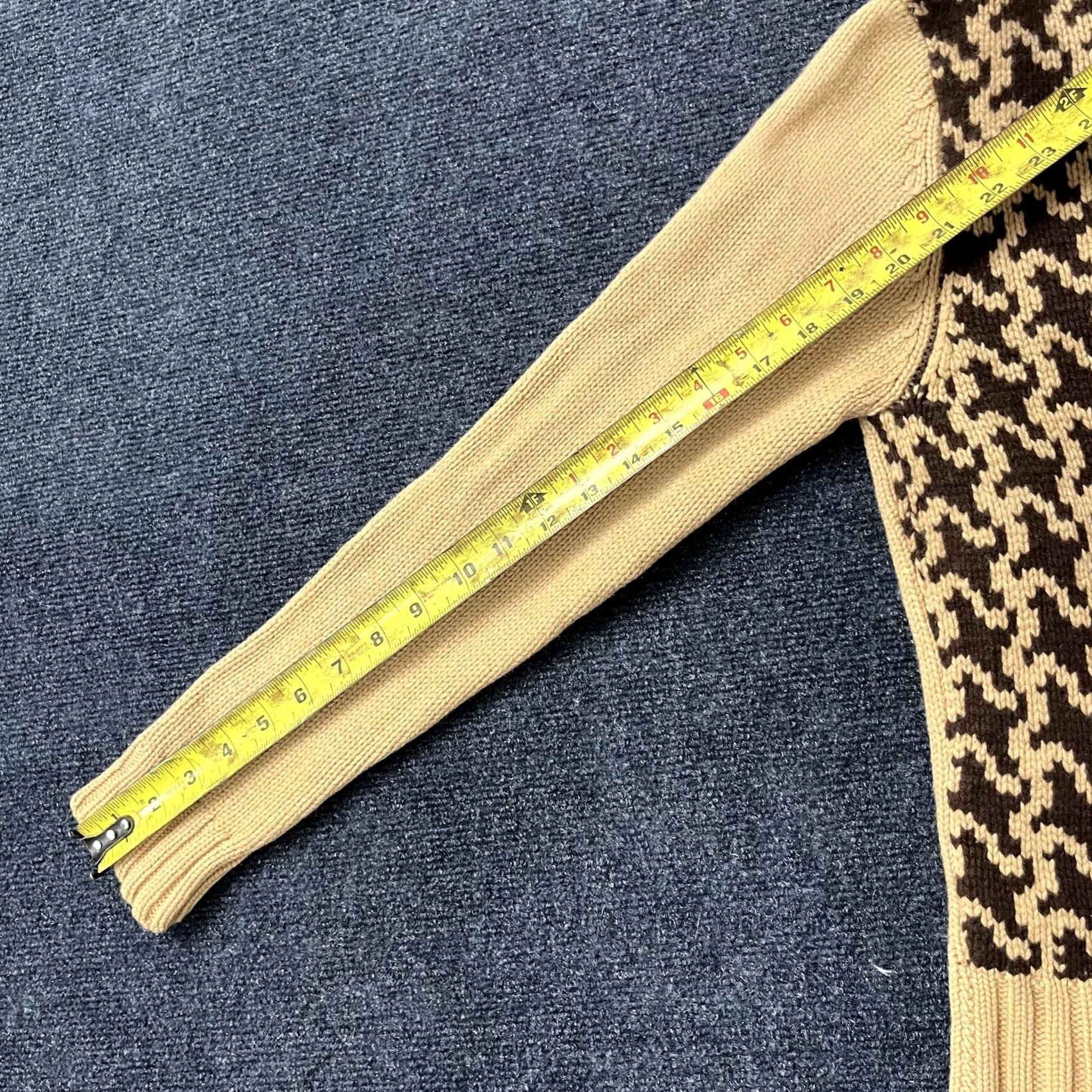 Saks Fifth Avenue Folio Saks Fifth Avenue Sweater Womens XL Tan Brown Turtleneck Wool Cashmere Silk Geometric Knit Pullover Long Sleeve Size XL / US 12-14 / IT 48-50 - 7 Thumbnail