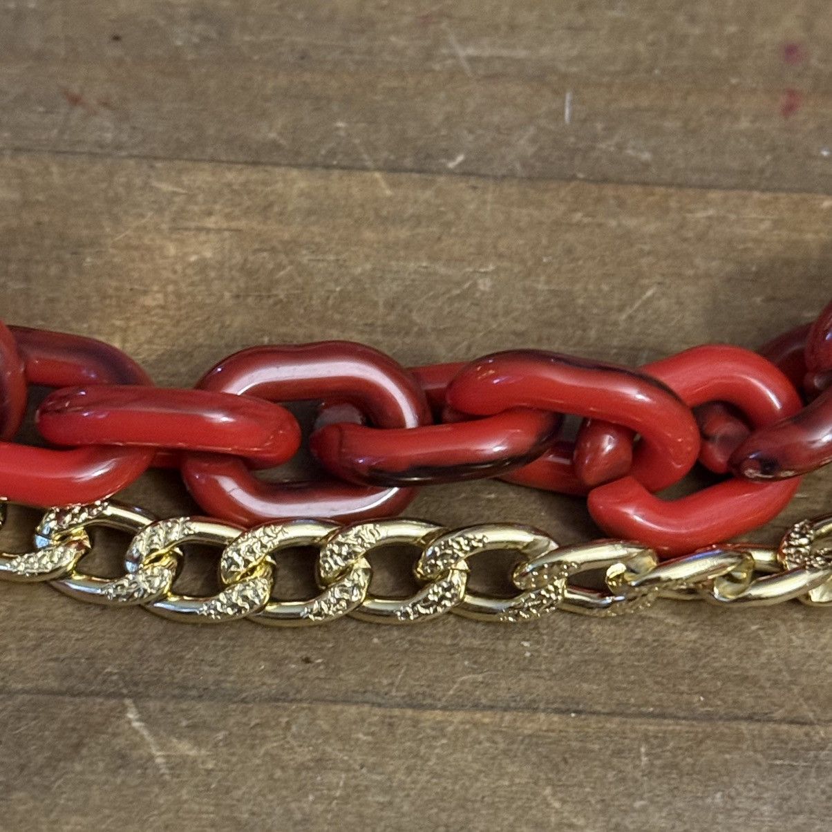 Other Chunky double layered red and gold link chain necklace Size ONE SIZE - 3 Thumbnail