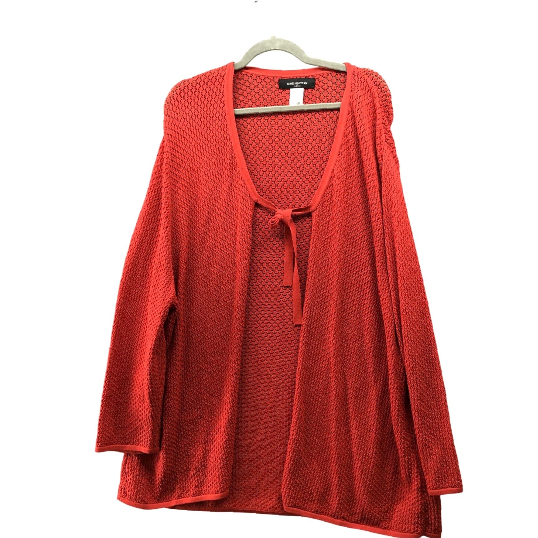 Jones New York VINTAGE Jones New York Open Knit Cardigan Womens 3X Red Tie Front Stretch Sheer Size XXL / US 16-18 / IT 52-54 - 2 Thumbnail