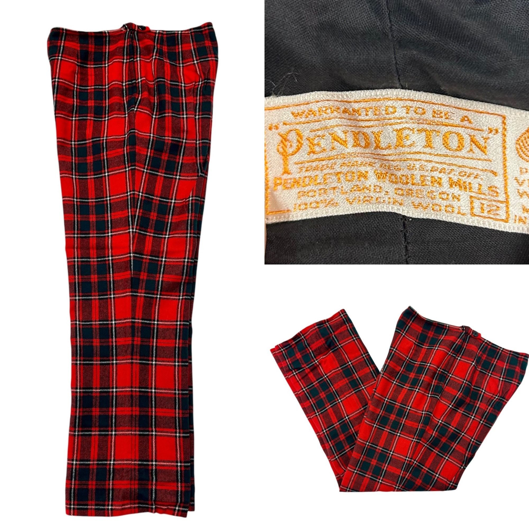 Pendleton Vtg Pendleton TARTAN Christmas Plaid Lined WOOL Pants Slacks Size 26" / US 2 / IT 38 - 1 Thumbnail