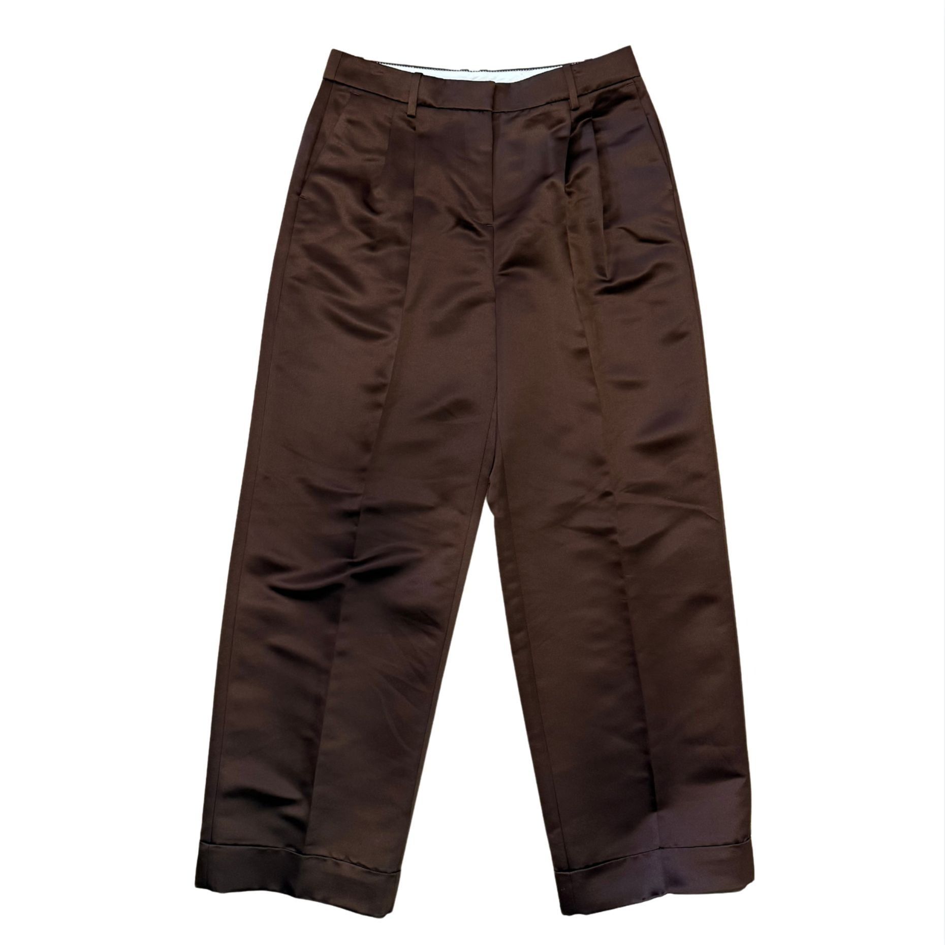 J.Crew J. CREW Wide-leg pleated pant duchesse satin Brown $198 EUC Size 28" / US 6 / IT 42 - 2 Thumbnail