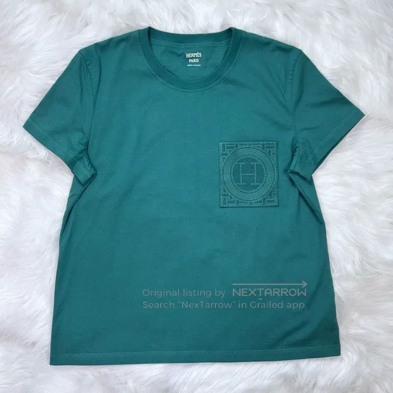 Hermes Hermes 23 Autumn-Winter Turquoise H Embroidered Crewneck C Size S / US 4 / IT 40 - 1 Thumbnail