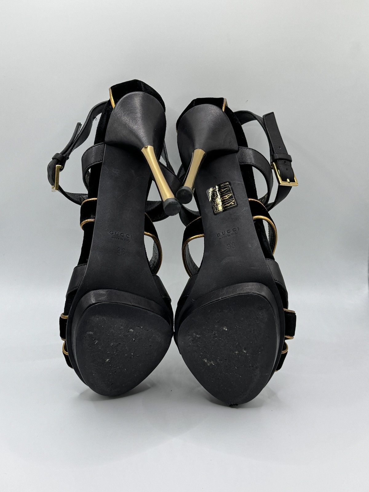 Gucci Vintage Gucci Malika Velvet Gladiator Heels Size US 8 / IT 38 - 8 Thumbnail