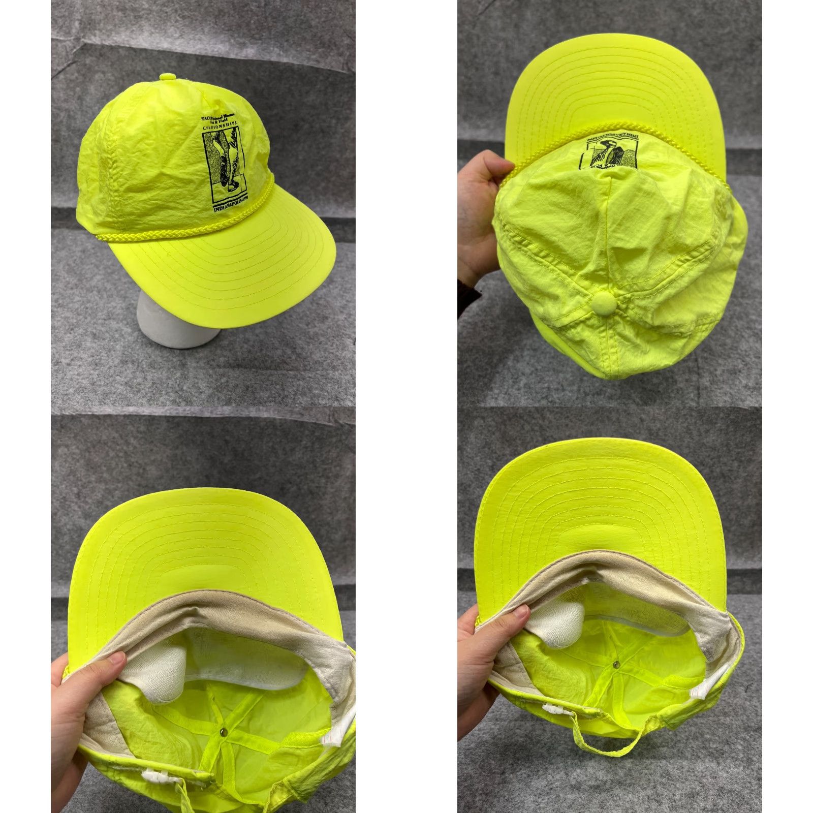 Vintage VINTAGE USA National Masters Hat Cap Snap Back Adult Small Neon Green Nylon Cap/ Hat Size ONE SIZE - 8 Thumbnail